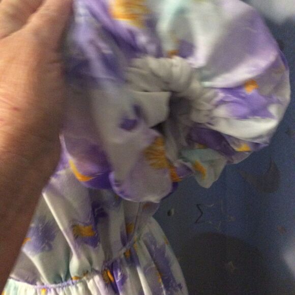 Cottagecore Puffed Sleeves Floral Dress Large L Lined Gathered Neckline - Picture 5 of 7